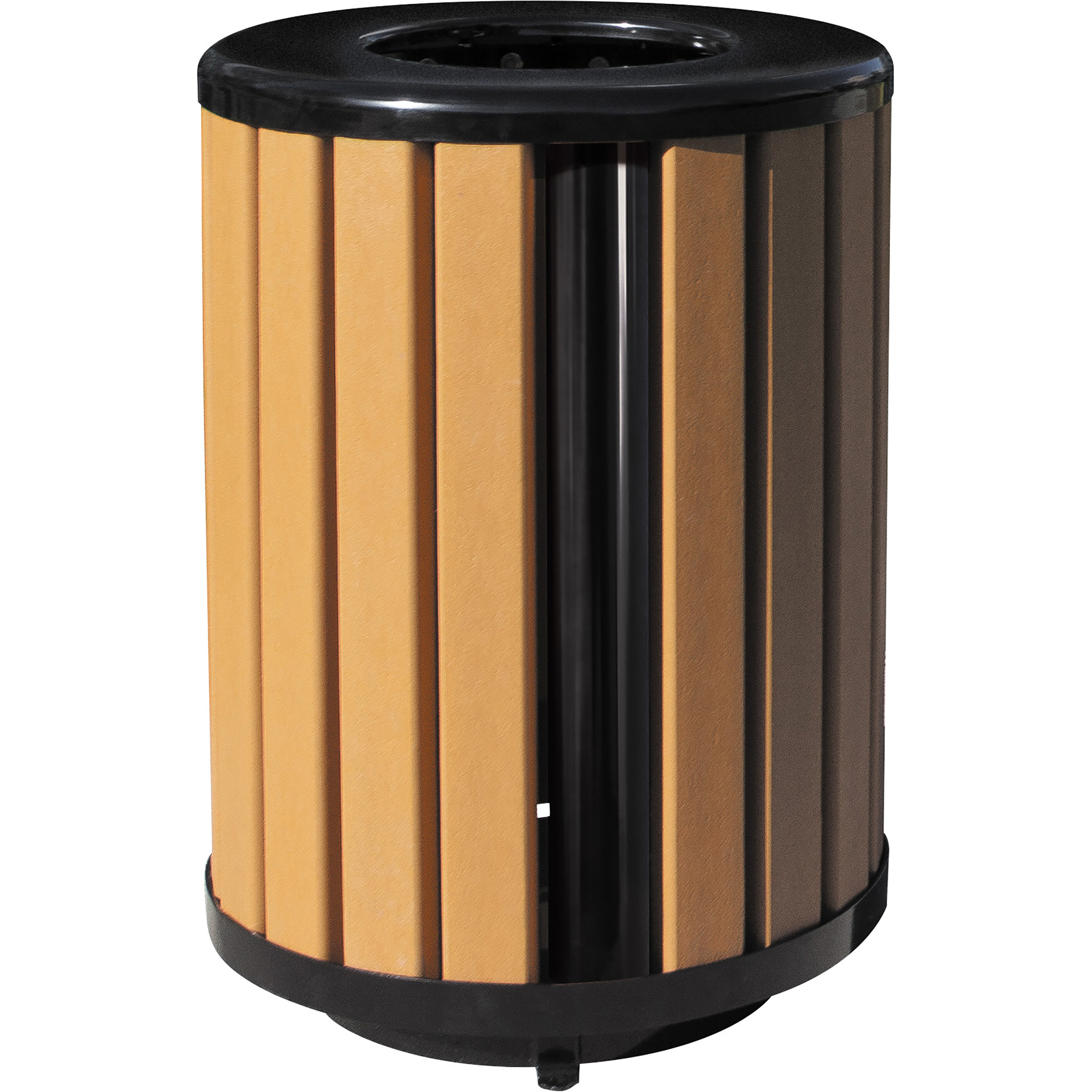 UltraSite Richmond Recycled Plastic Trash Receptacle, 32-Gal. Capacity, Cedar-Color Planks, Model# 60-CDR34FT